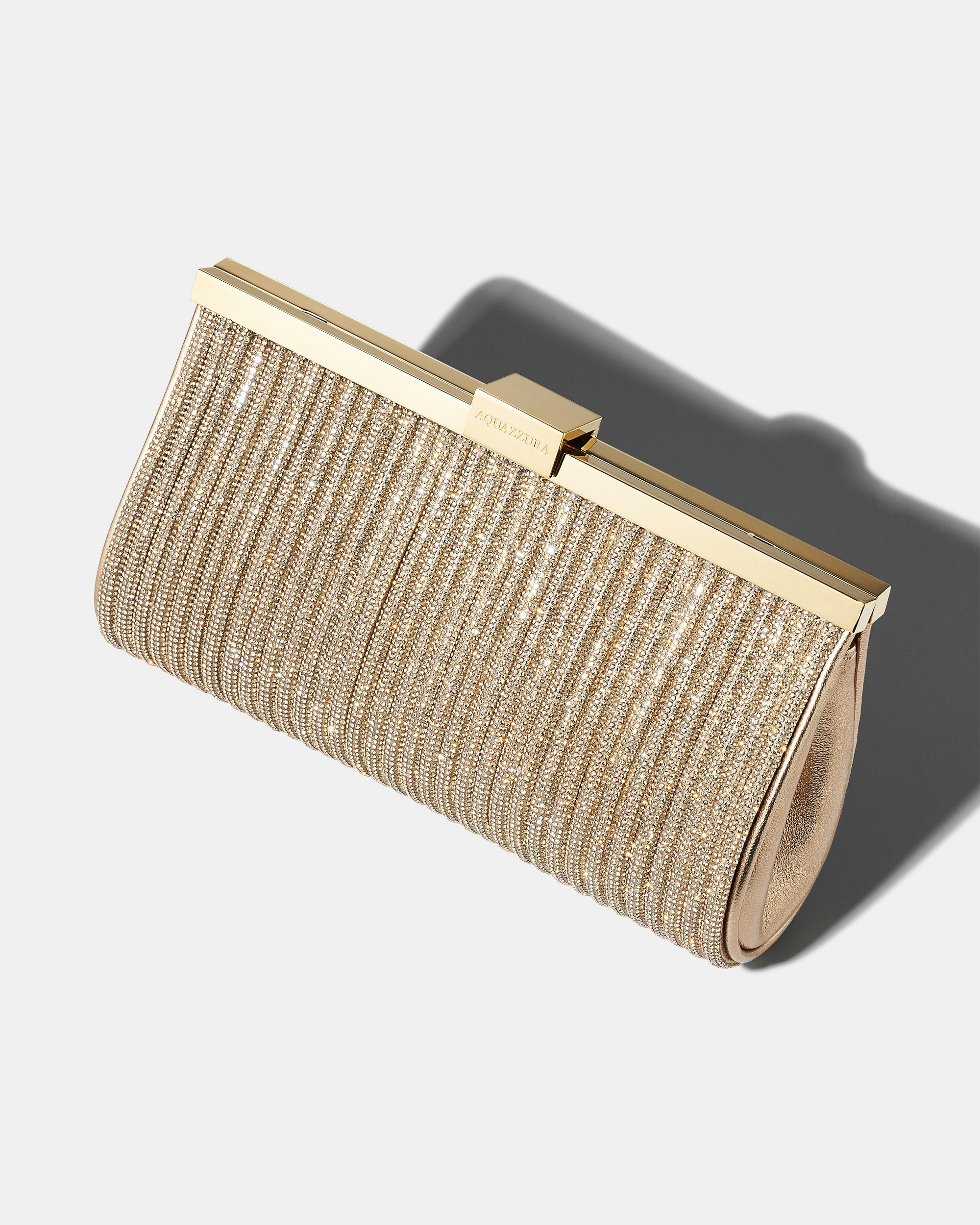 Gold fashion crystal clutch bag