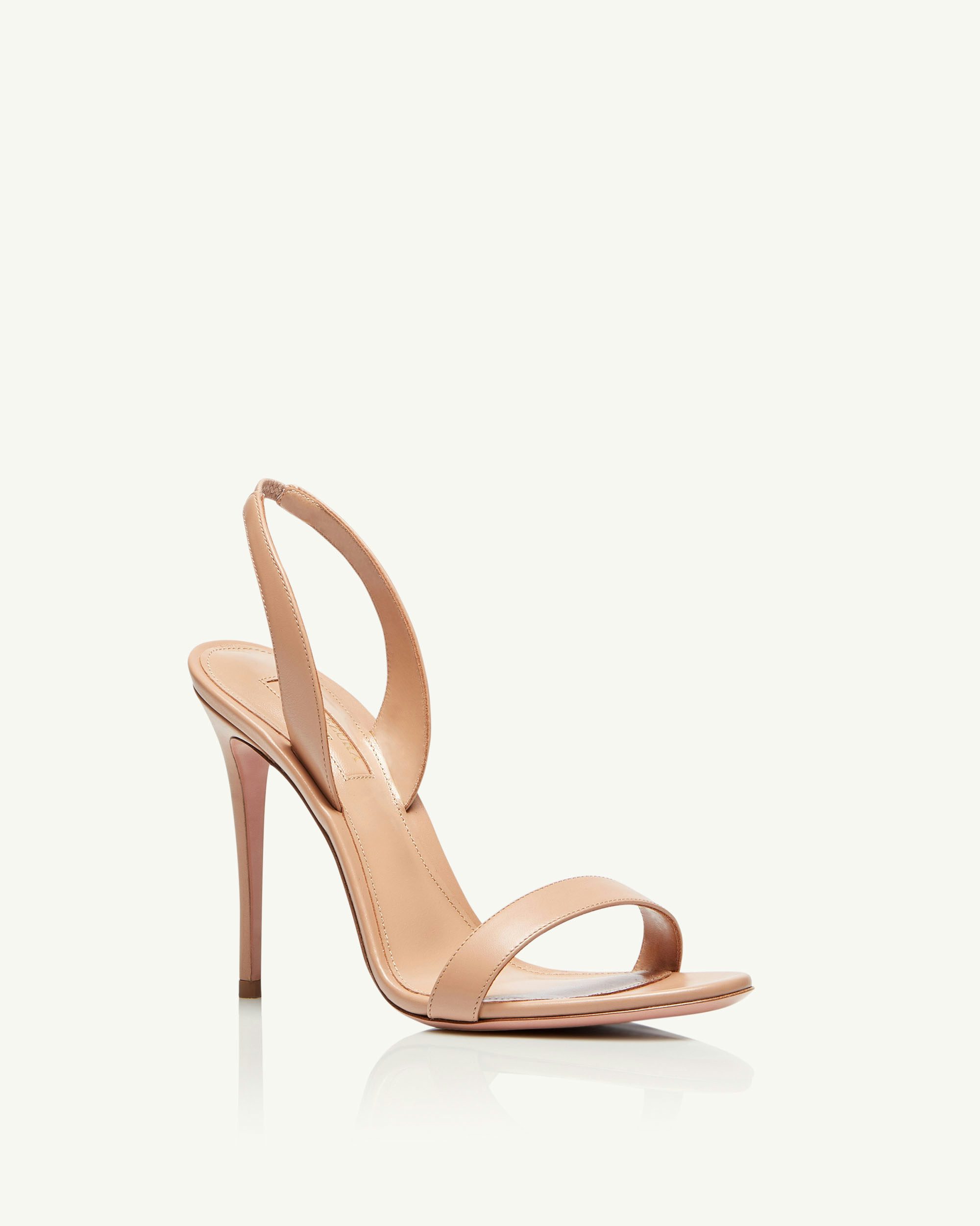 Aquazzura top suede nude open toe heels