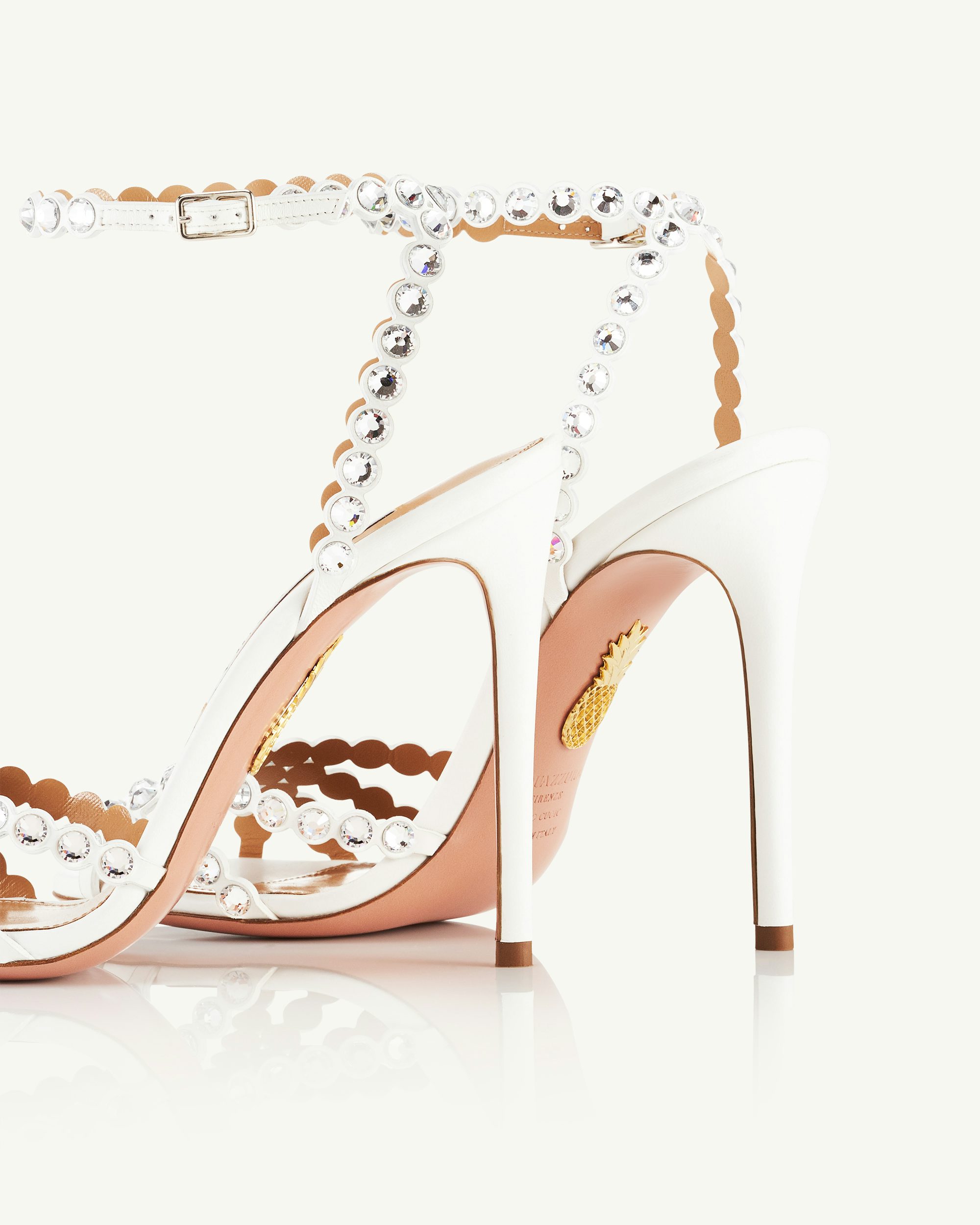 Aquazzura White Gold shops Strappy Leaf Stiletto Heeled Sandals