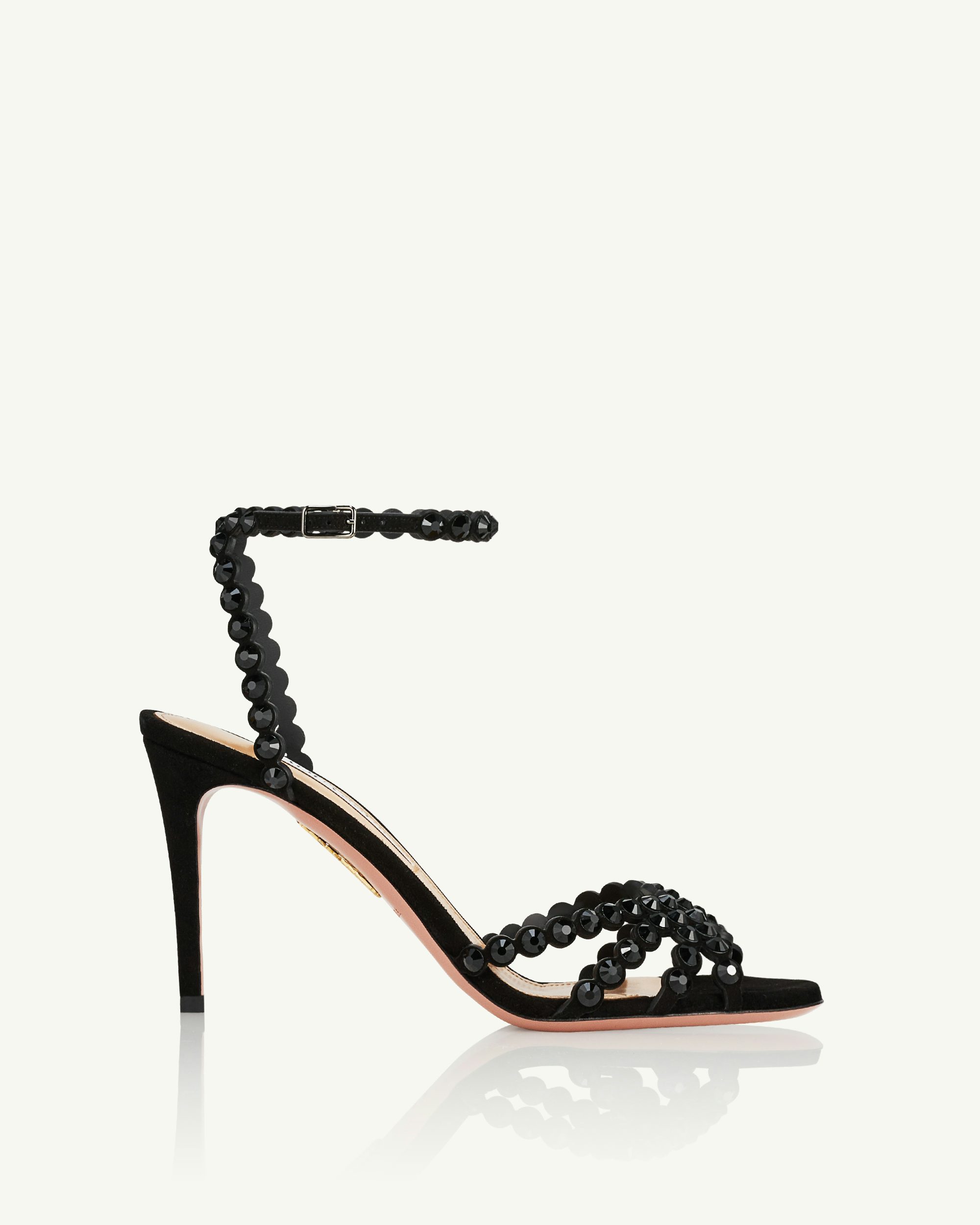 Aquazzura Muse shops black suede open-toe ankle-tie high heel sandal IT 38.5 US 8.5